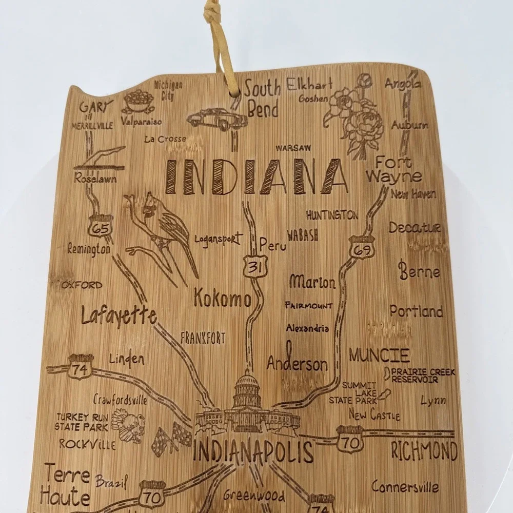 Totally Bamboo Destination Indiana State Shaped‎ Serving and Cutting Board
